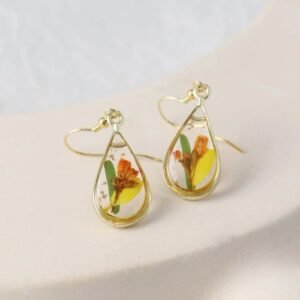 Botanical Resin Earrings - Autumn Glow