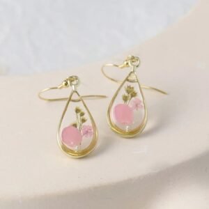 Botanical Resin Earrings - Pink Blossom