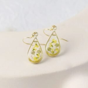 Botanical Resin Earrings - Yellow Meadow
