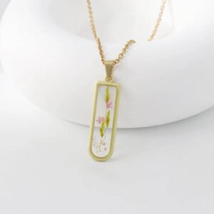 Botanical Resin Necklace - Blush Bloom