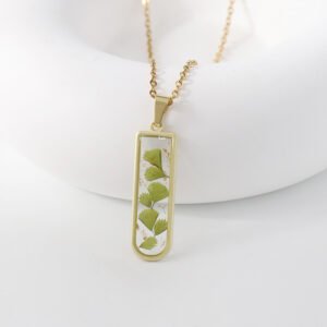 Botanical Resin Necklace - Maidenhair Leaves