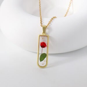 Botanical Resin Necklace - Scarlet Bloom