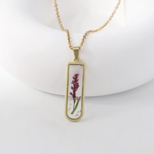 Botanical Resin Necklace – Burgundy Cluster