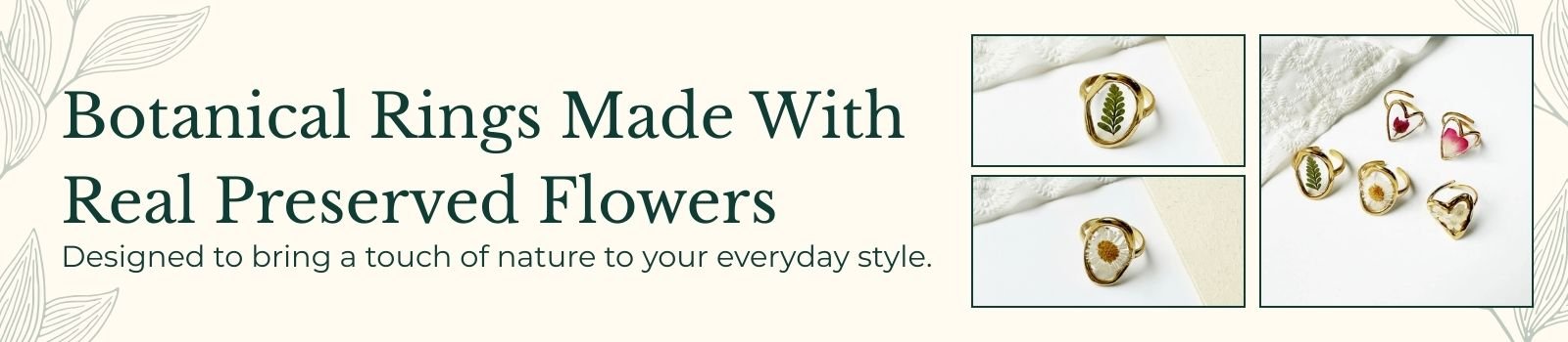 Botanical Resin Rings Category Page Banner
